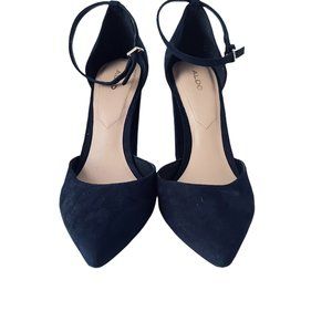 Suede Royal Blue Square Heel Aldo Heels with  Ankle Strap